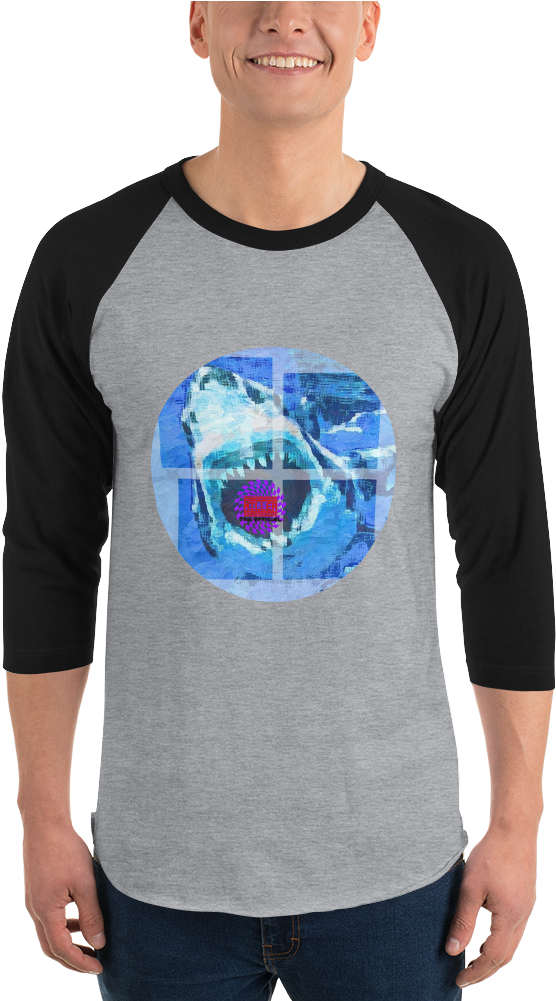 Shark Bite Miller The Official 3/4 Sleeve Raglan Shirt - Raglan Sleeve (1000x1000), Png Download