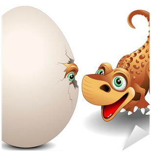 Dinosauro Cucciolo Con Uovobaby Dinosaur With Eggvector - Dinosaur (400x400), Png Download