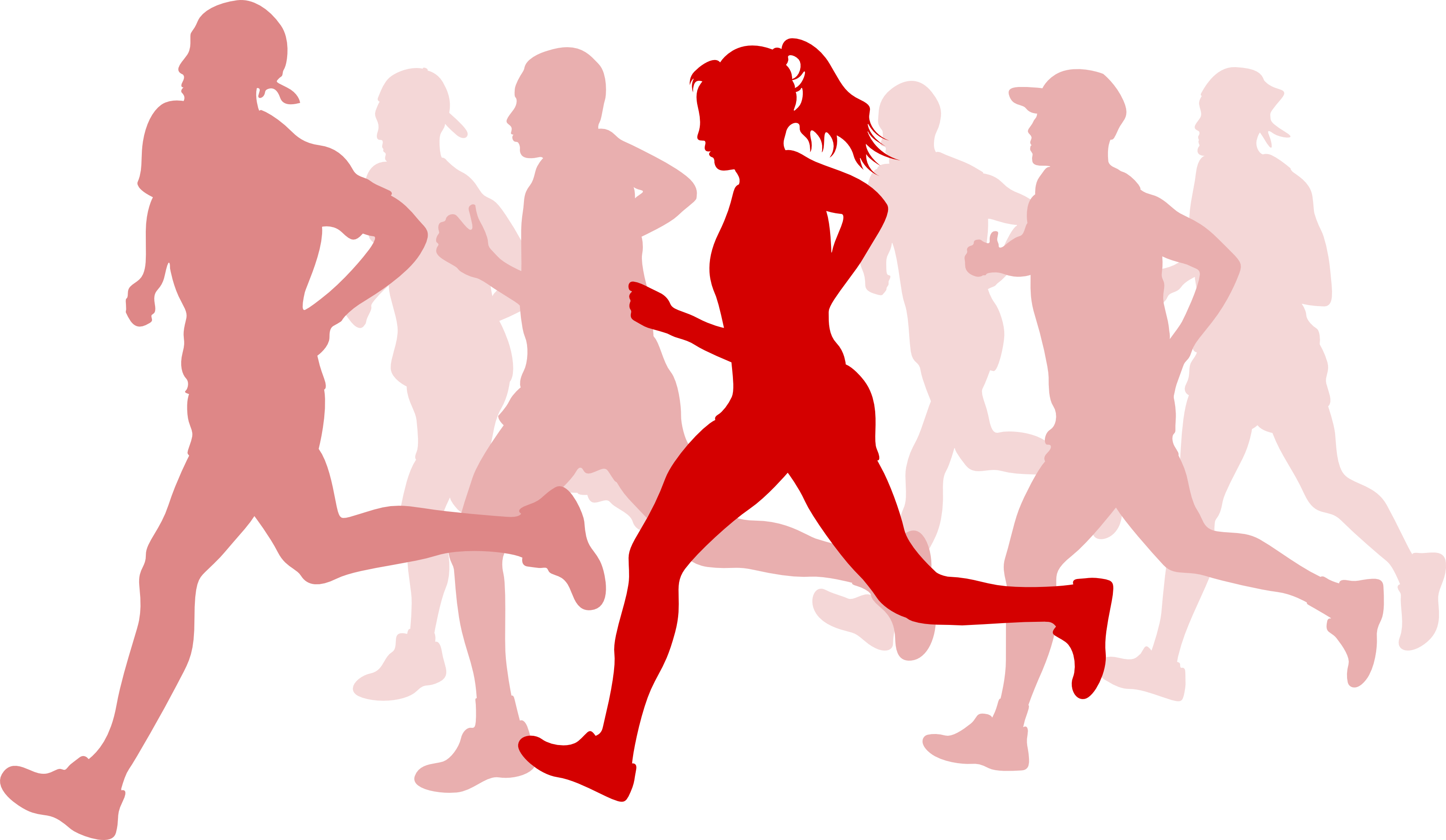 Red Running People (3273x1902), Png Download