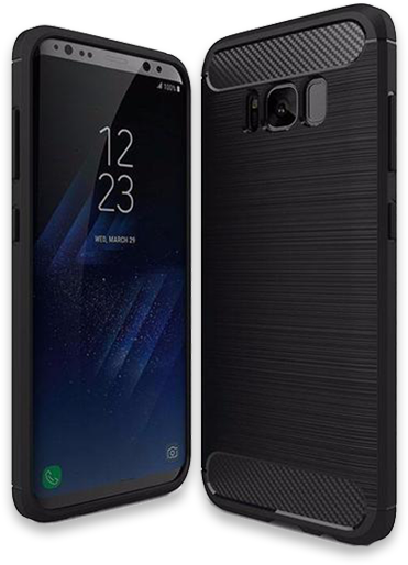410-soft Tpu Brushed Carbon Fiber Texture Phone Case - Samsung Galaxy S8 Plus Geborsteld Tpu Hoesje Zwart (620x620), Png Download
