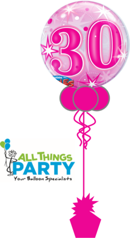 30th Birthday Pink Bubble Balloon - Pink 60th Birthday Balloons Png (262x480), Png Download