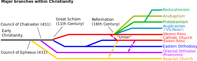 644px Christianitybranches Svg - Branches Of Christianity (644x200), Png Download