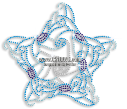 Sparkling Floral Star Iron-on Rhinestone Pattern - Rhinestone (450x450), Png Download