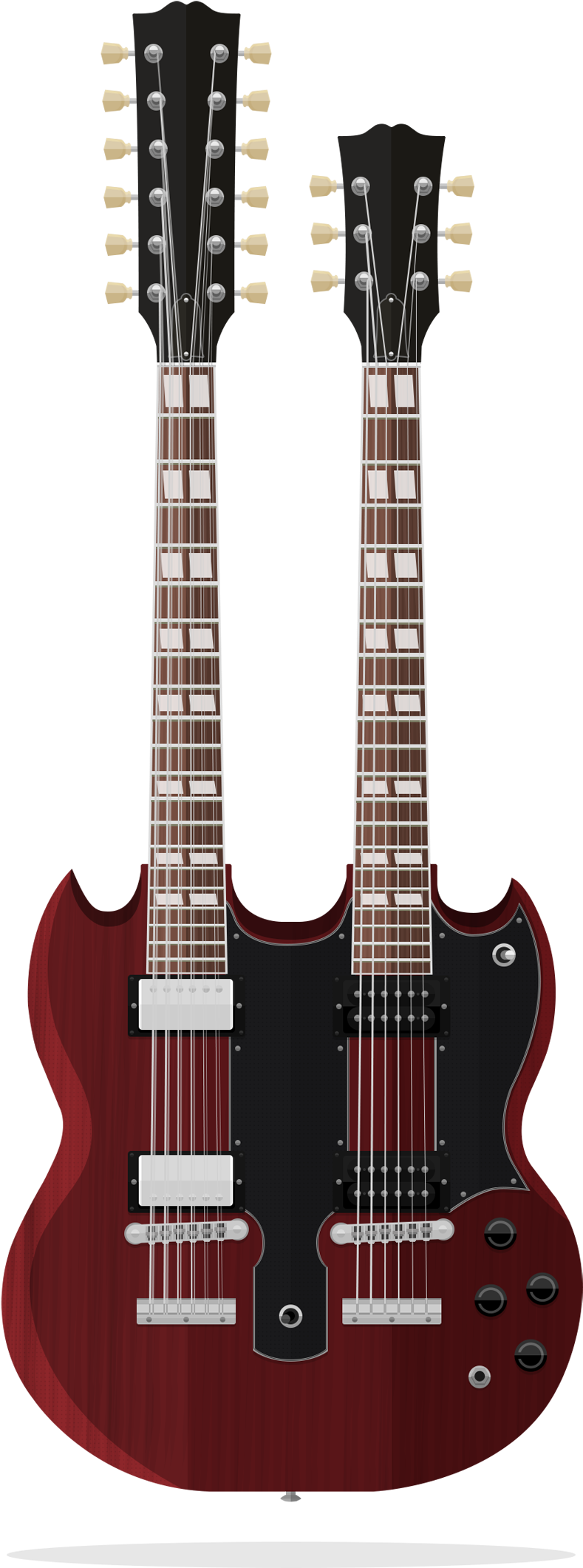 Great Illustrations Flat Guitars Website - Double Neck Sg Png (931x2150), Png Download