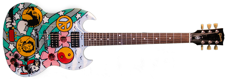 Gibson Sg Custom Painted - Ibanez Jem 555 Swirl (900x316), Png Download