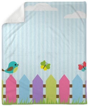 Background With Bird And Flying Butterflies Plush Blanket - Butterfly And Birds Clipart (400x400), Png Download