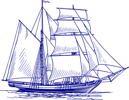 Sailing Ship Ship Sailing Vessel Sea Boat - Boat Drawing (439x340), Png Download