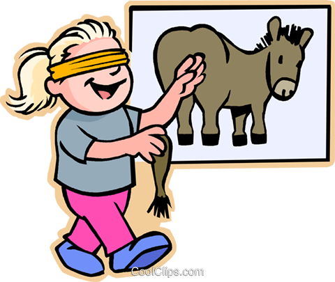 Pin The Tail On The Donkey, Party Royalty Free Vector - Pin The Tail On The Donkey Cartoon (480x405), Png Download