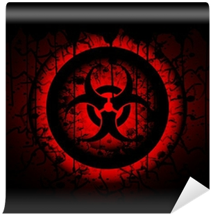 Biohazard Symbol On Circle Abstract Background Wall - Biohazard Symbol Blood (400x400), Png Download