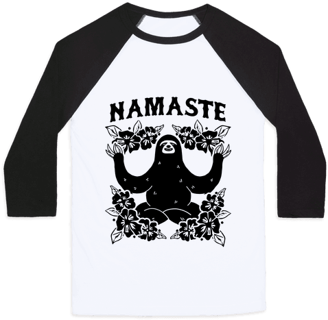 Namaste Sloth Baseball Tee - T Shirt Porco Rosso (484x484), Png Download