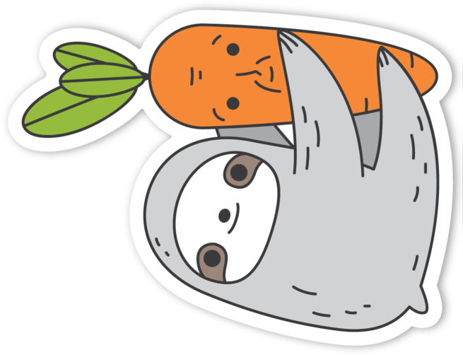 Sloth And Carrot Vinyl Sticker - Cuadernos De Espiral (720x720), Png Download