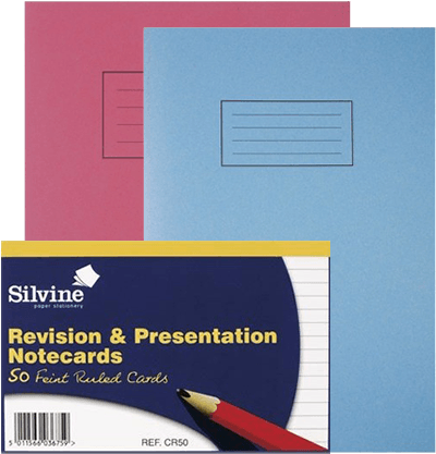 Exercise Books - Silvine Revision And Presentation Notecards Ruled Pack (500x500), Png Download