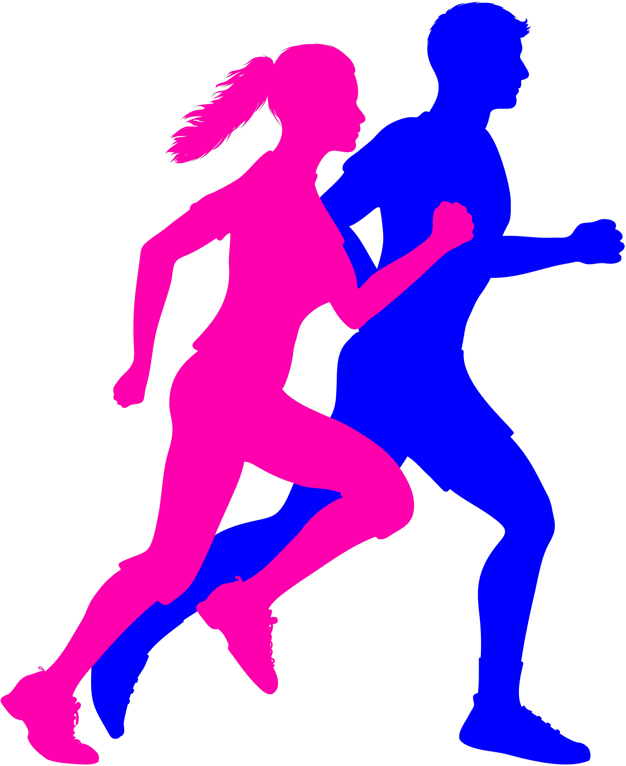 Excercise - Running Man And Woman Silhouette (2300x2760), Png Download
