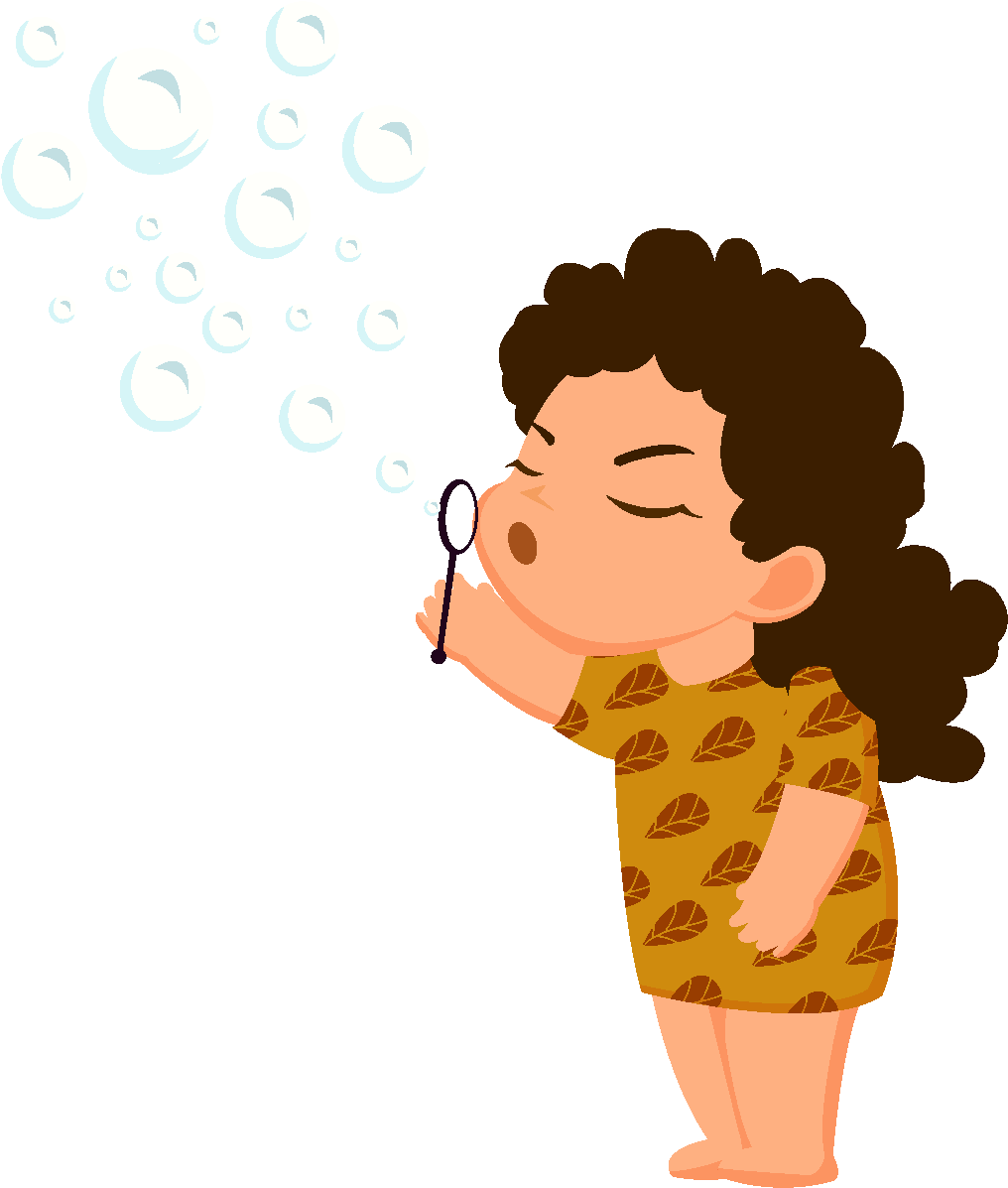 Cartoon Long Haired Girl Blowing Bubbles - Drawing (1772x1378), Png Download