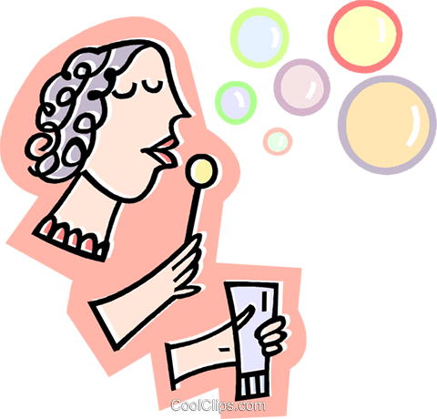 Girl Blowing Bubbles Royalty Free Vector Clip Art Illustration (480x460), Png Download