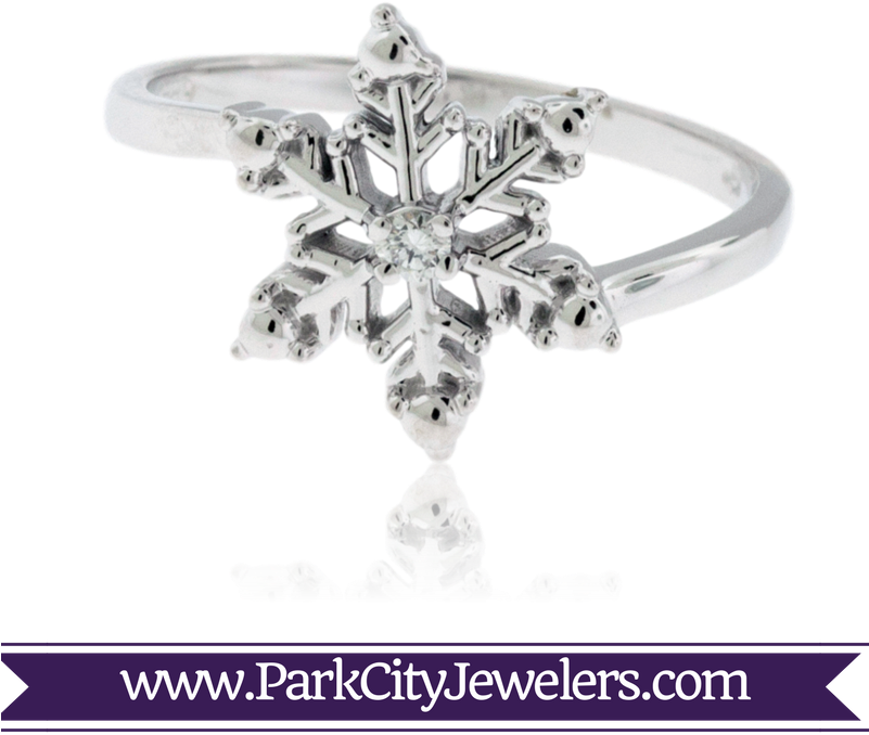 Solitaire Diamond Snowflake Ring - Snowflake Necklace Gold (800x800), Png Download