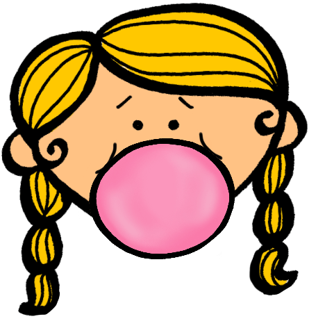 Girl Blowing Bubble Gum Clipart (518x522), Png Download