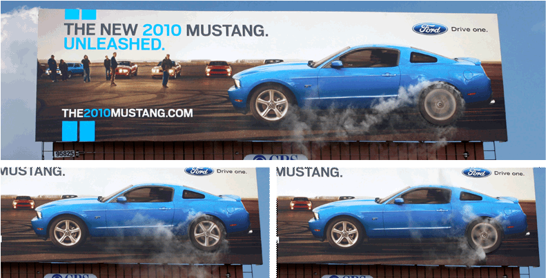 Mustang Smoking-burnout Billboard - Ford Billboard (917x444), Png Download