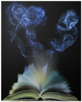 Abstract Of Open Book Page With Moving Smoke On Black - Book (400x400), Png Download