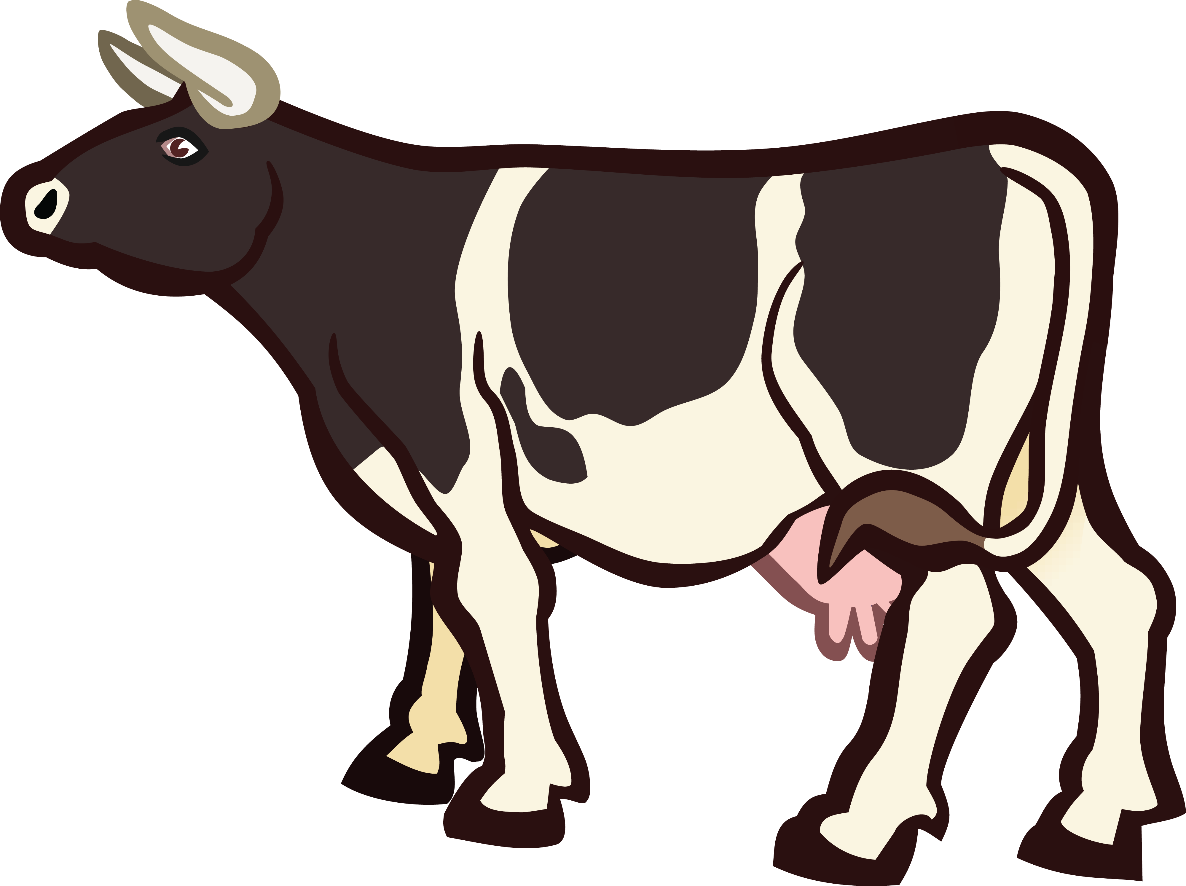 Free Clipart Of A Cow - Cartoon Milking Cow No Background (4000x2988), Png Download