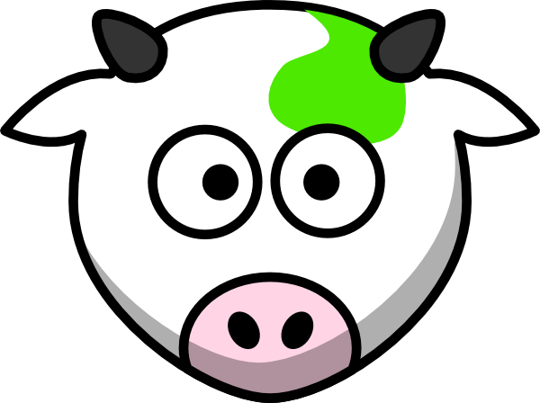 Green Cow Clip Art - Drawing Cartoon Cow Head (600x448), Png Download