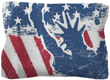 American Flag And Liberty Statue Silhouette Grunge - Stretched Canvas Print: Vintage American Flag Detail, (400x400), Png Download