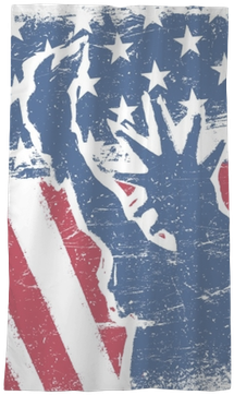 American Flag And Liberty Statue Silhouette Grunge - Statue Of Liberty (400x400), Png Download