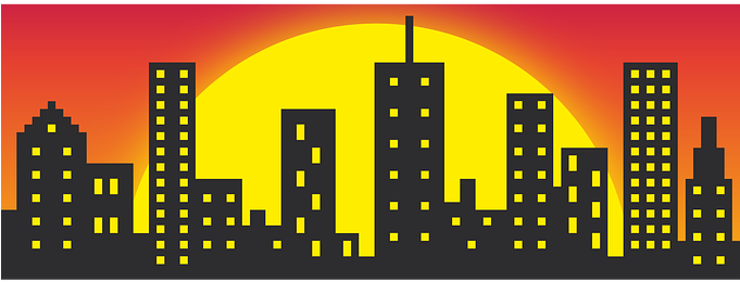 Skyline City Building Sunset Vector Skyscr - Sudoku Skyscrapers - 200 Easy To Medium Puzzles 7x7 (680x340), Png Download