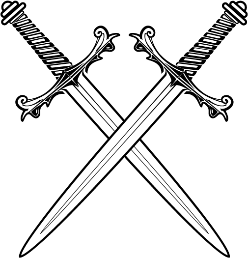 Custom White Tshirt - Swords Crossed Drawing (600x800), Png Download