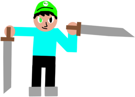 Games Mj With 2 Swords - Cartoon (480x480), Png Download