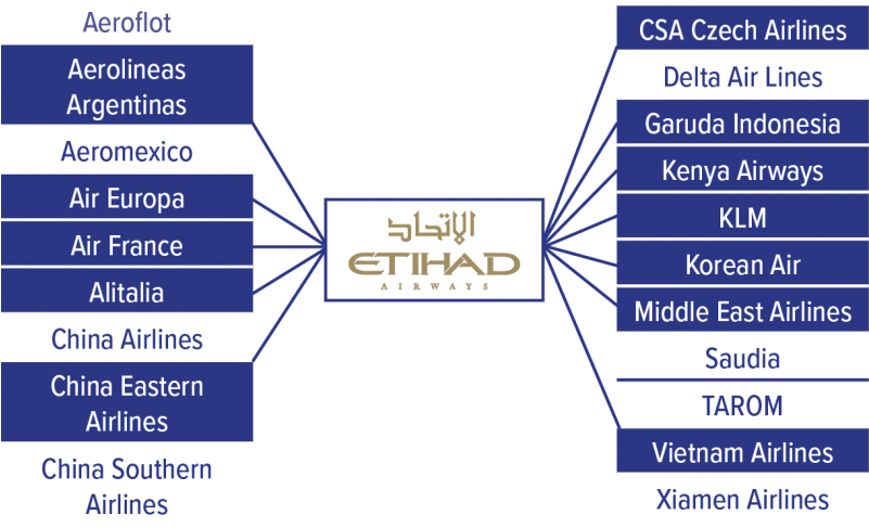 Skyteam Members That Codeshare With Etihad, Aug-2016 - Etihad Airways (800x497), Png Download