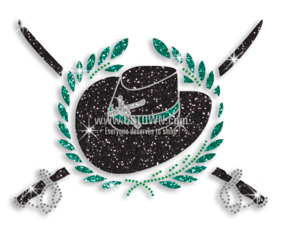 Wholesale Cowboy Hat With Cross Swords Glitter Iron - Throw Pillow (450x450), Png Download