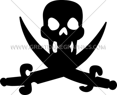 Scull & Cross Swords - Emblem (385x313), Png Download