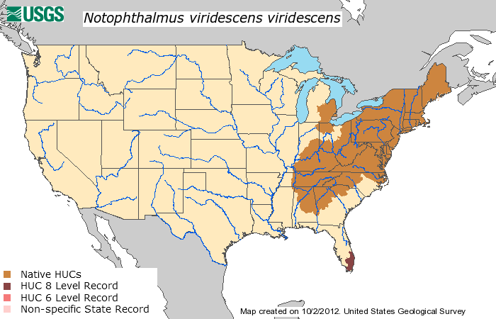 Distribution - Red Spotted Newt Distribution (700x450), Png Download
