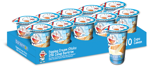 45g X 10 Cups Doraemon Vanilla Cream - Doraemon Strawberry (528x243), Png Download