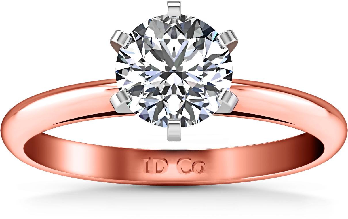Solitaire Engagement Ring Cathedral 6 Prong 14k Rose - Solitaire Diamond Engagement Ring Nuovo 14k Rose Gold (1440x1440), Png Download