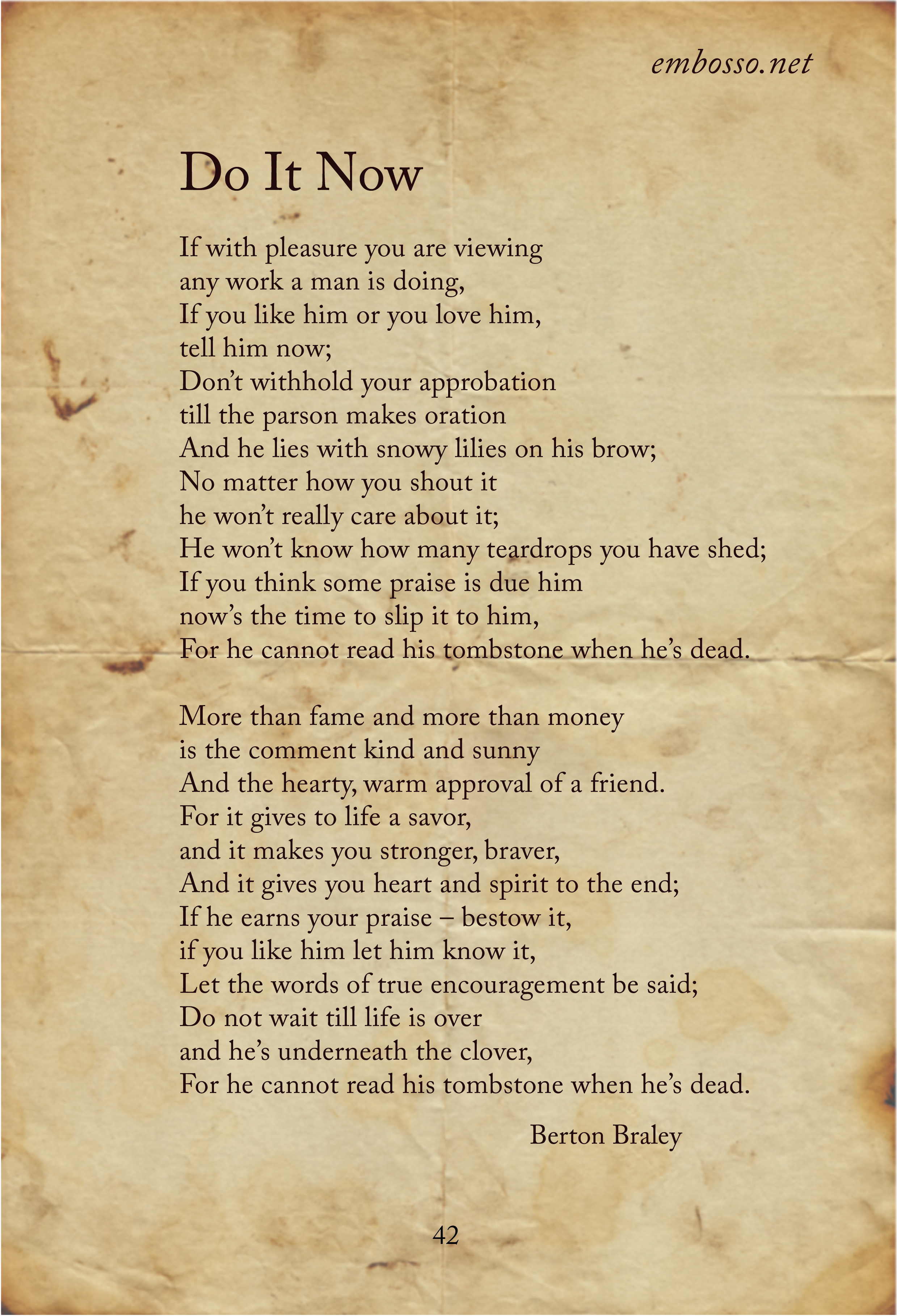 Do It Now Poem (2478x3636), Png Download