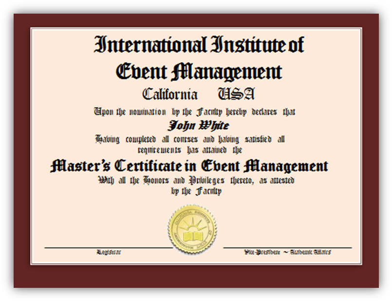 Certification In Event Management Study Online Wish - Certificate Of Event Management (814x627), Png Download
