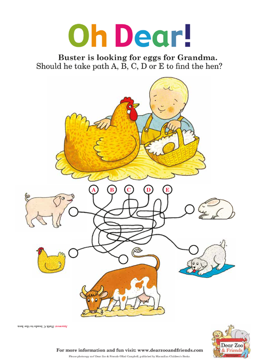 Oh Dear Activity Sheet - Oh Dear! By Rod Campbell (720x720), Png Download