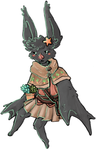 Nightshade Sable Cute Bat - Illustration (423x600), Png Download