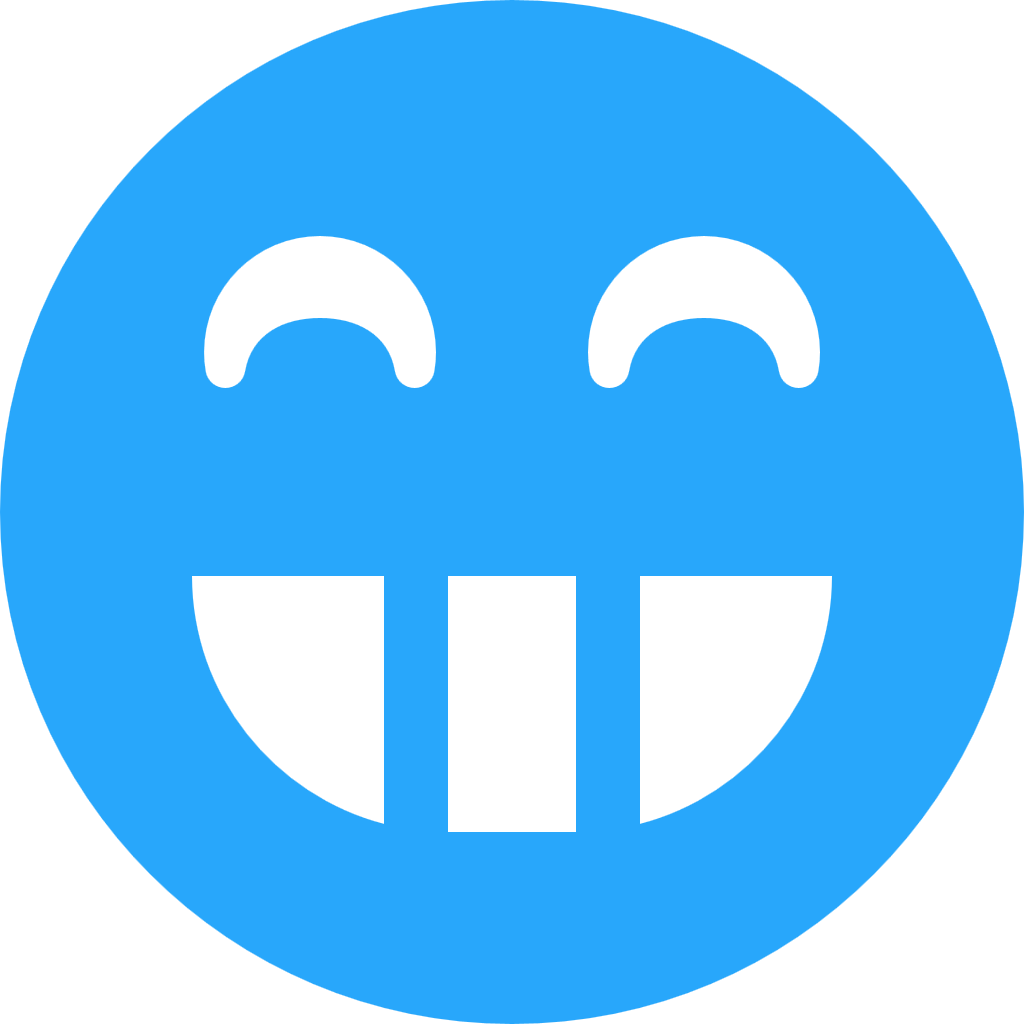 Smile Dark With Teeth Blue 28a7fb - Emoticon (1024x1024), Png Download