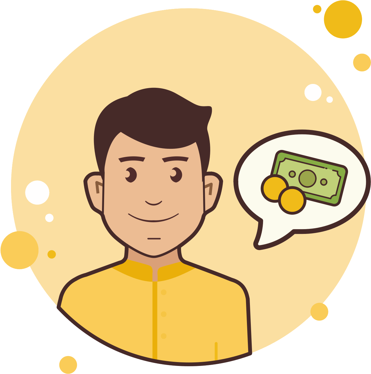 Man In Yellow Shirt Money Icon - Portable Network Graphics (1600x1600), Png Download