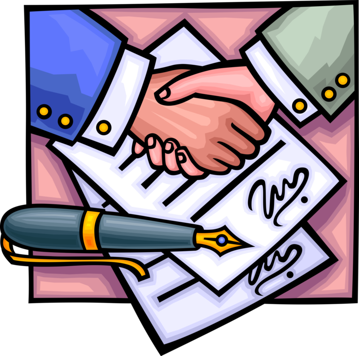 Vector Illustration Of Business Handshake Seals The - Primary And Secondary Legislation (705x700), Png Download