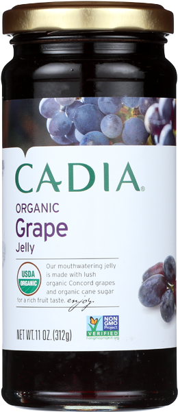 Cadia Jelly Grape Concord Organic Jar-11 Oz - Cadia Cranberry Sauce Jellied Can 14 Oz (650x650), Png Download