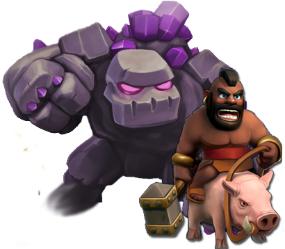 Pretty Clash Of Clans Barbarian King Picture Th8 Hogging - Clash Royale Golem De Hielo (434x362), Png Download