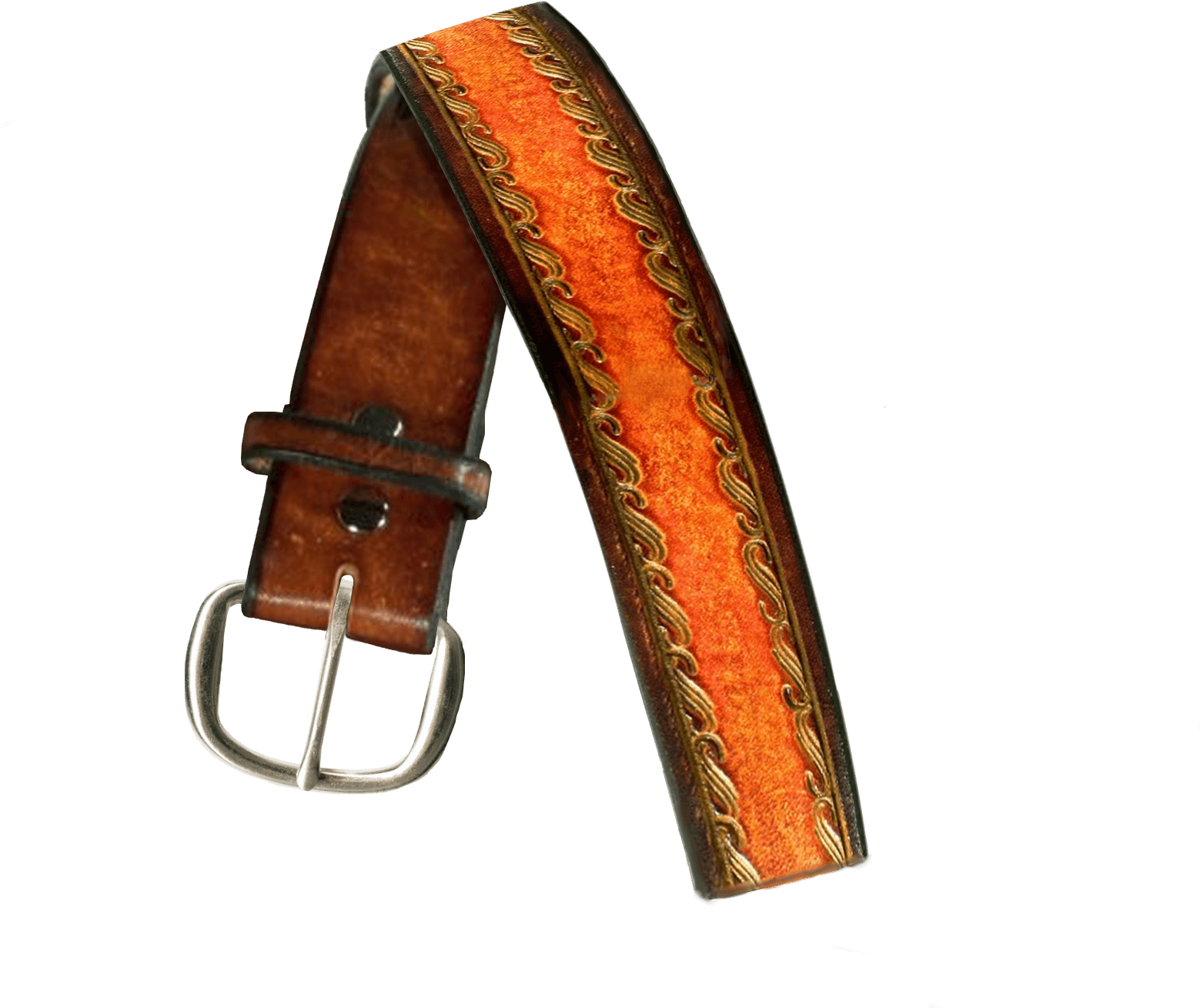 Charleston Hand Tooled Leather Belt - Belt (1826x1370), Png Download