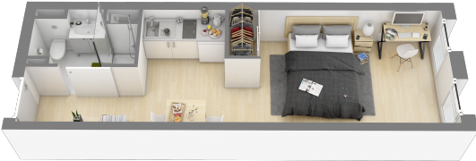 *student* Beautiful Studio - Residence Saint Come Rennes (530x365), Png Download