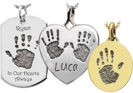 Baby Handprints - Baby Handprint On Dog Tag Keepsake (452x300), Png Download