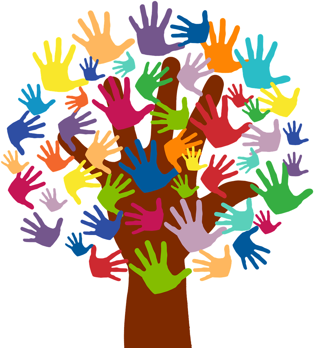 Tree With Colorful Handprints As Leaves - Heartfelt Thanks To Our Volunteers (1920x1280), Png Download