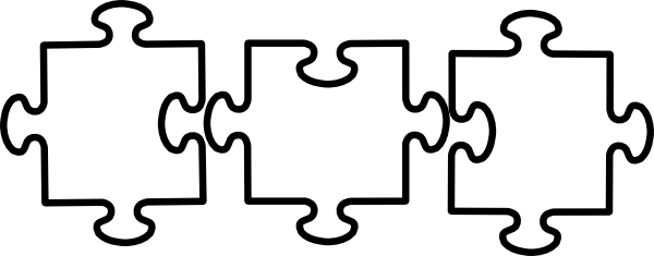 Jigsaw Clipart Black And White - Black And White Puzzle Pieces Clipart (600x235), Png Download
